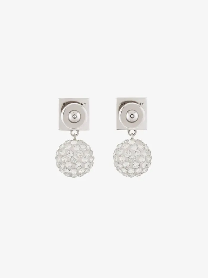 Women Jewelry Givenchy 4G Earrings In Metal With Crystals Silvery