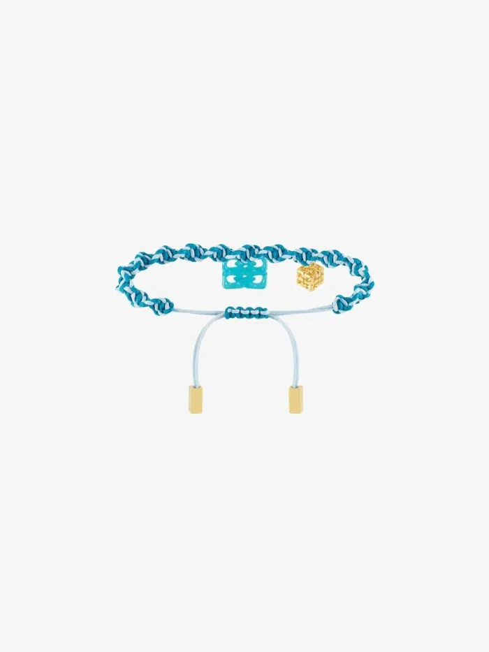 Women Jewelry Givenchy 4G Liquid Bracelet In Woven Cotton Metal And Resin Aqua Green
