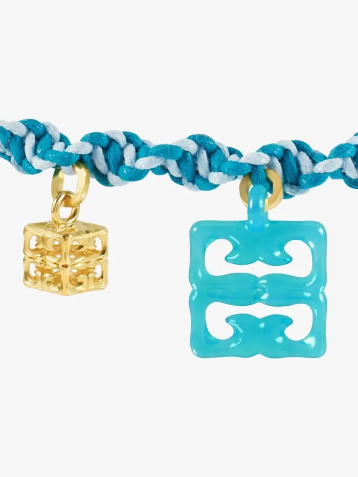 Women Jewelry Givenchy 4G Liquid Bracelet In Woven Cotton Metal And Resin Aqua Green