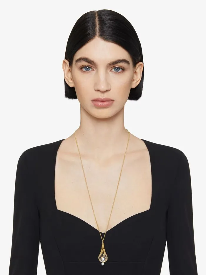Women Jewelry Givenchy Pearling Necklace In Metal With Pearls And Crystals Transparentgolden Women Jewelry Givenchy Pearling Necklace In Metal With Pearls And Crystals Transparentgolden