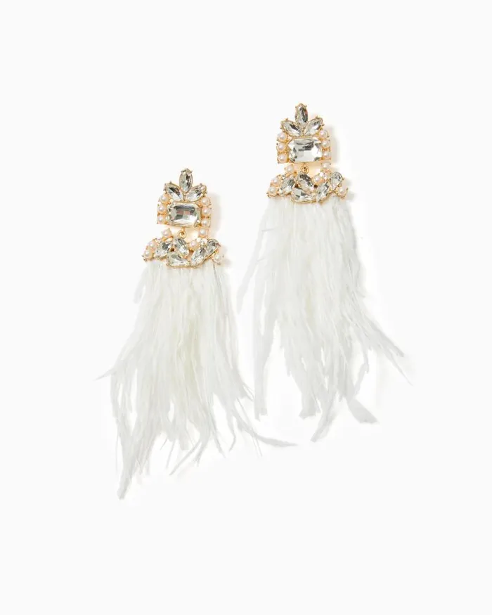 Women Jewelry Lilly Pulitzer Party Under The Palms Earrings Resort White