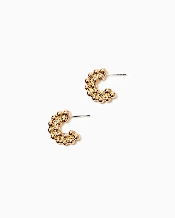 Women Jewelry Lilly Pulitzer Worth A Look Small Hoop Earrings Gold Metallic