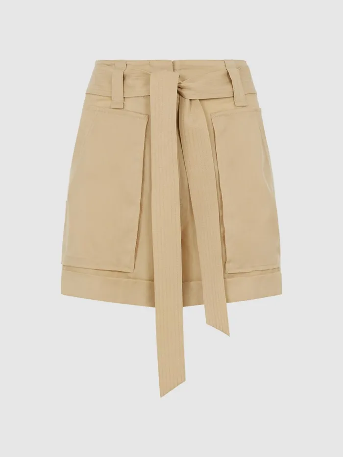 Women Joanie Mid Rise Utility Shorts Neutral Reiss Shorts