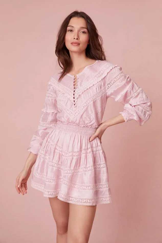 Women Jones Victorian Lace Mini Dress Light Lilac LoveShackFancy Dresses