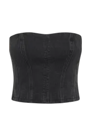 Women Jordana Denim Tube Top 8211 Washed Black Washedblack Meshki Corsets