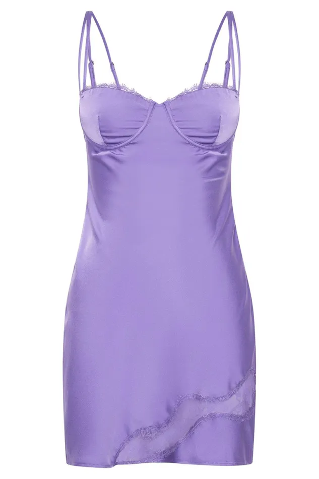 Women Joslyn Satin Lace Slip Mini Dress 8211 Purple Purple Meshki Mini Dresses Women Joslyn Satin Lace Slip Mini Dress 8211 Purple Purple Meshki Mini Dresses