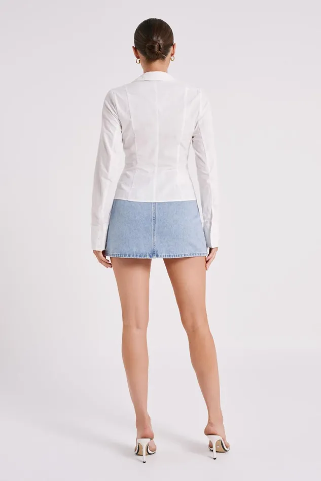 Women Julienne Denim Mini Skirt 8211 Mid Blue Midblue Meshki Skirts
