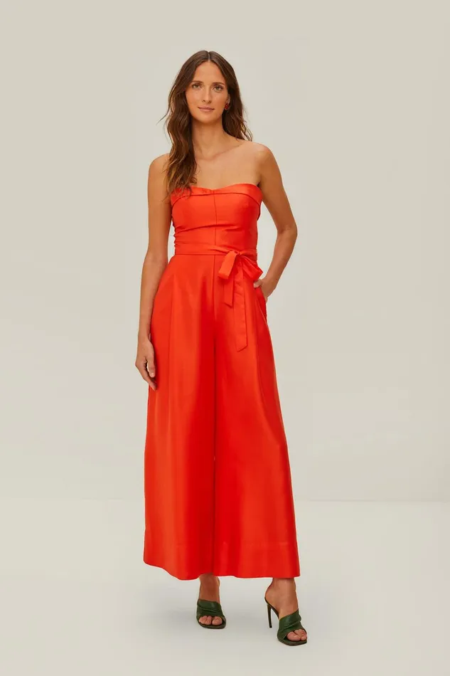 Women Jumpsuits Farm Rio Red Strapless Jumpsuit