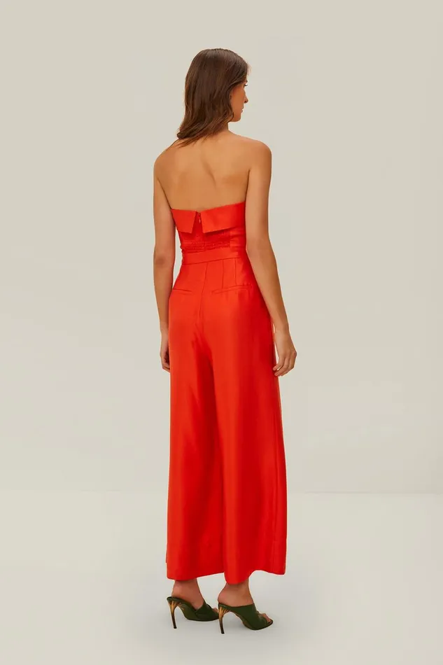Women Jumpsuits Farm Rio Red Strapless Jumpsuit