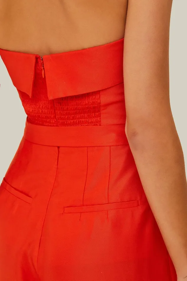 Women Jumpsuits Farm Rio Red Strapless Jumpsuit