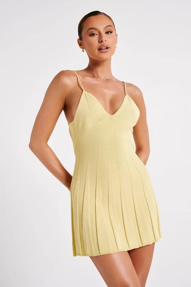 Women Kendra Rib Knit Mini Dress 8211 Lemon Lemon Meshki Mini Dresses