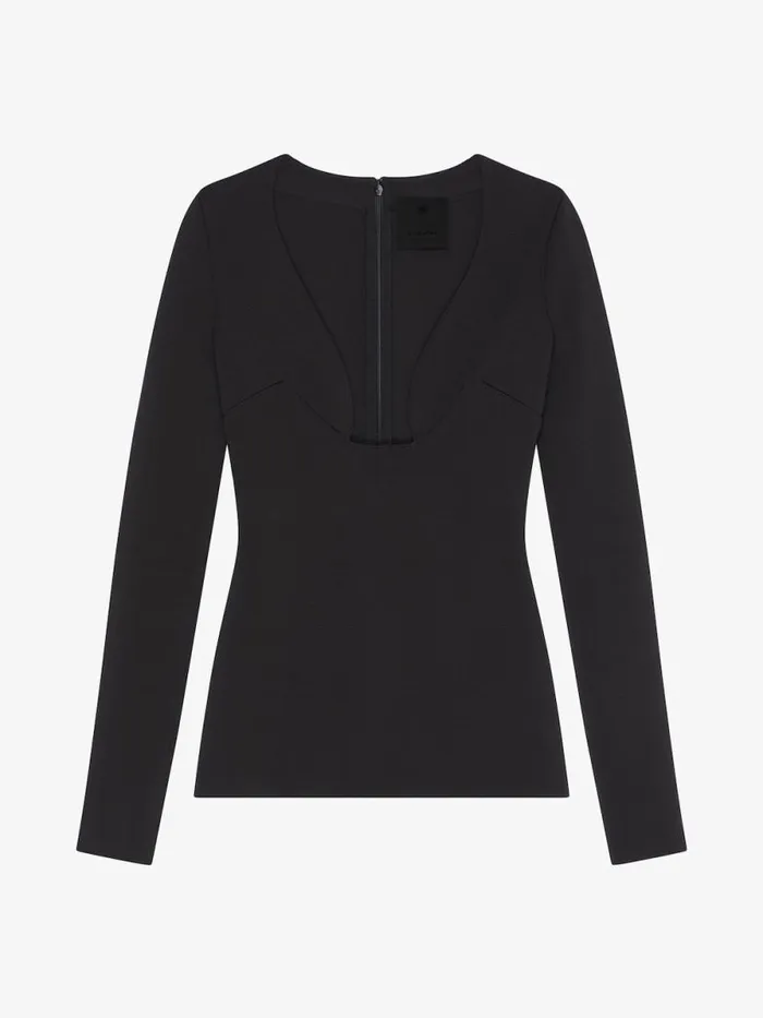 Women Knitwear Givenchy Lowcut Sweater In Punto Milano Black
