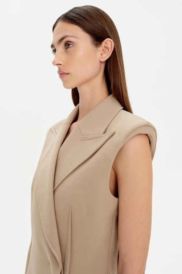 Women Kona Vest Camel Melange Jonathan Simkhai Tops and Bodysuits