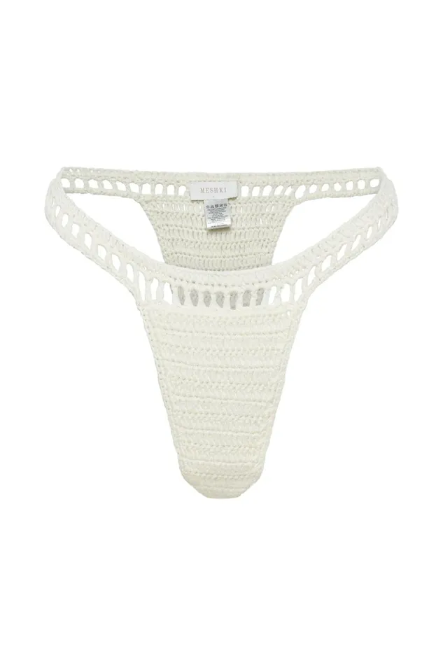 Women Korina Crochet Bikini Bottom 8211 White White Meshki Bikini Bottoms