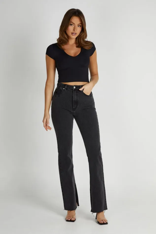 Women Lauren Straight Leg Jeans 8211 Washed Black Washedblack Meshki Denim Women Lauren Straight Leg Jeans 8211 Washed Black Washedblack Meshki Denim