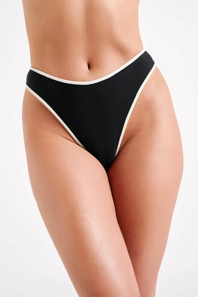 Women Leandra Recycled Contrast Bikini Bottom 8211 Black Black Meshki Bikini Bottoms
