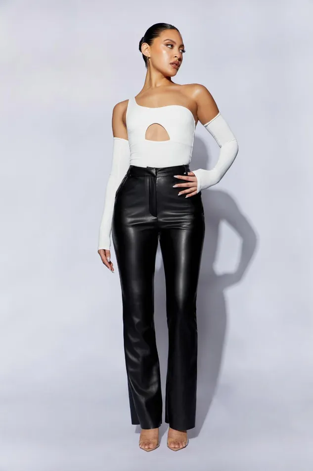 Women Lexi One Shoulder Cut Out Bodysuit 8211 White White Meshki Bodysuits