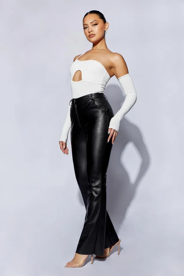 Women Lexi One Shoulder Cut Out Bodysuit 8211 White White Meshki Bodysuits