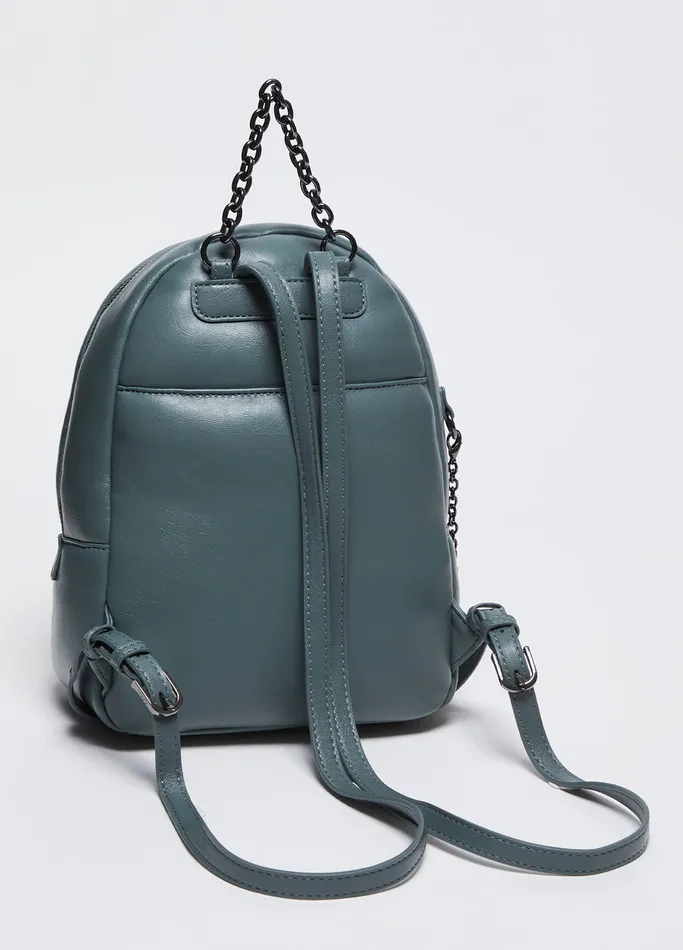 Women Liujo Backpacks Glossy Backpack With Rhinestones Dark Green