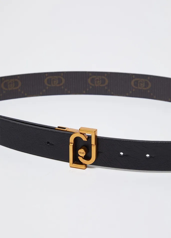 Women Liujo Belts Reversible Belt With Logo Buckle Black
