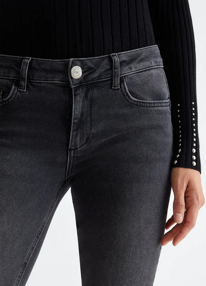 Women Liujo Bootcut Jeans Bootcut Bottom Up Jeans Black Denim