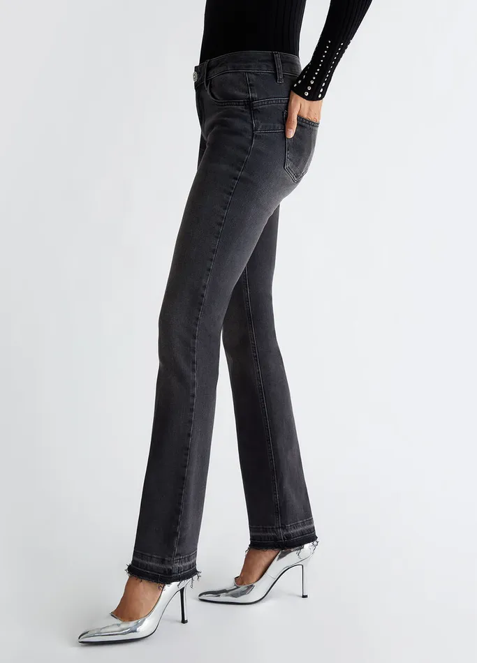 Women Liujo Bootcut Jeans Bootcut Bottom Up Jeans Black Denim