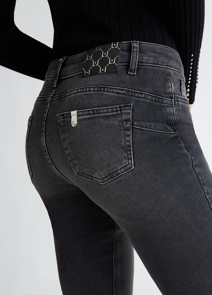 Women Liujo Bootcut Jeans Bootcut Bottom Up Jeans Black Denim