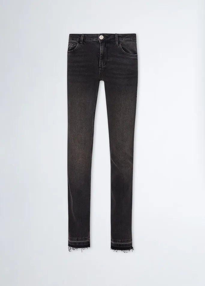 Women Liujo Bootcut Jeans Bootcut Bottom Up Jeans Black Denim