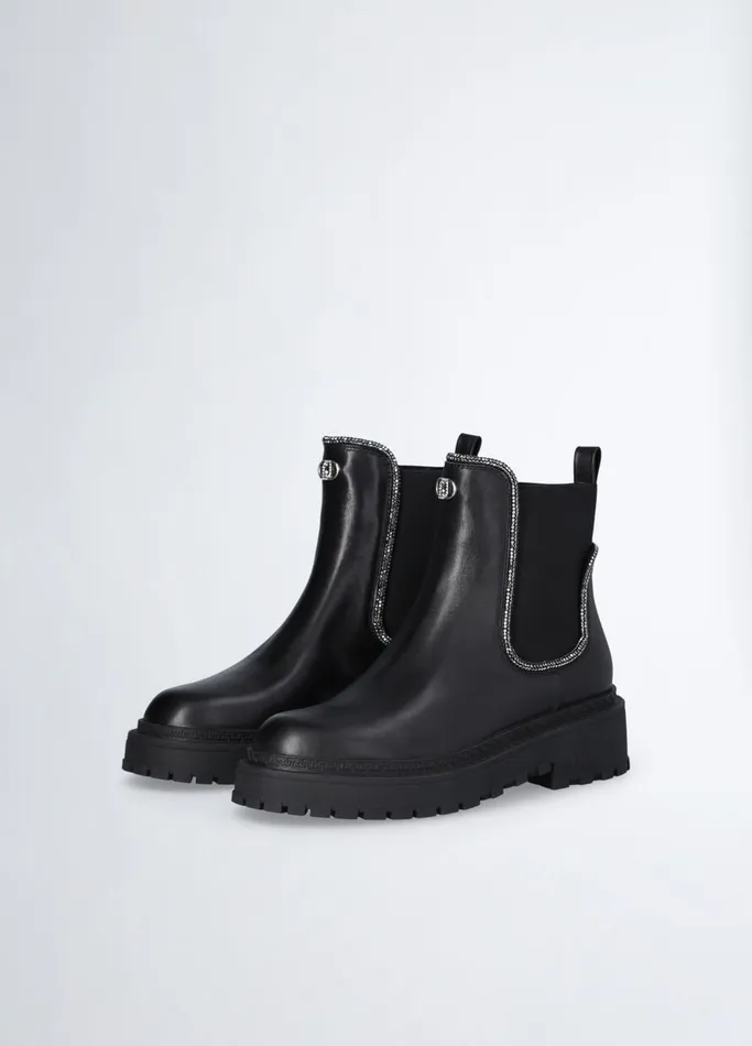 Women Liujo Boots and Ankle Boots Beatles Ankle Boots With Gemstones Black