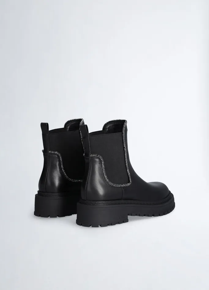 Women Liujo Boots and Ankle Boots Beatles Ankle Boots With Gemstones Black