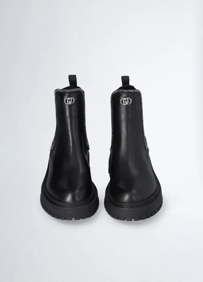 Women Liujo Boots and Ankle Boots Beatles Ankle Boots With Gemstones Black