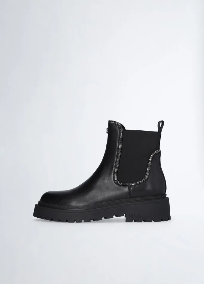 Women Liujo Boots and Ankle Boots Beatles Ankle Boots With Gemstones Black