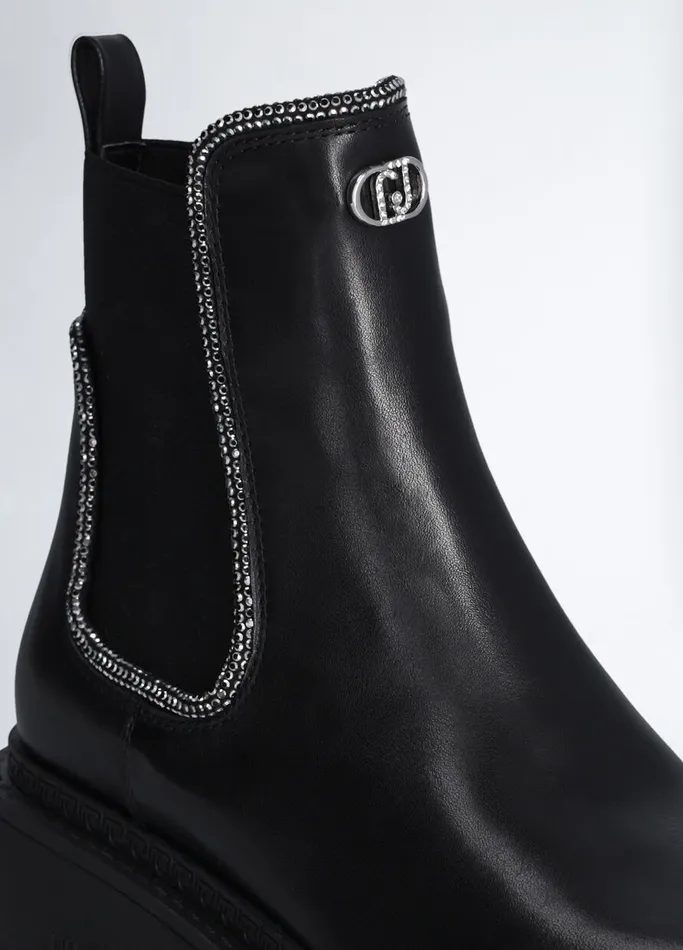 Women Liujo Boots and Ankle Boots Beatles Ankle Boots With Gemstones Black