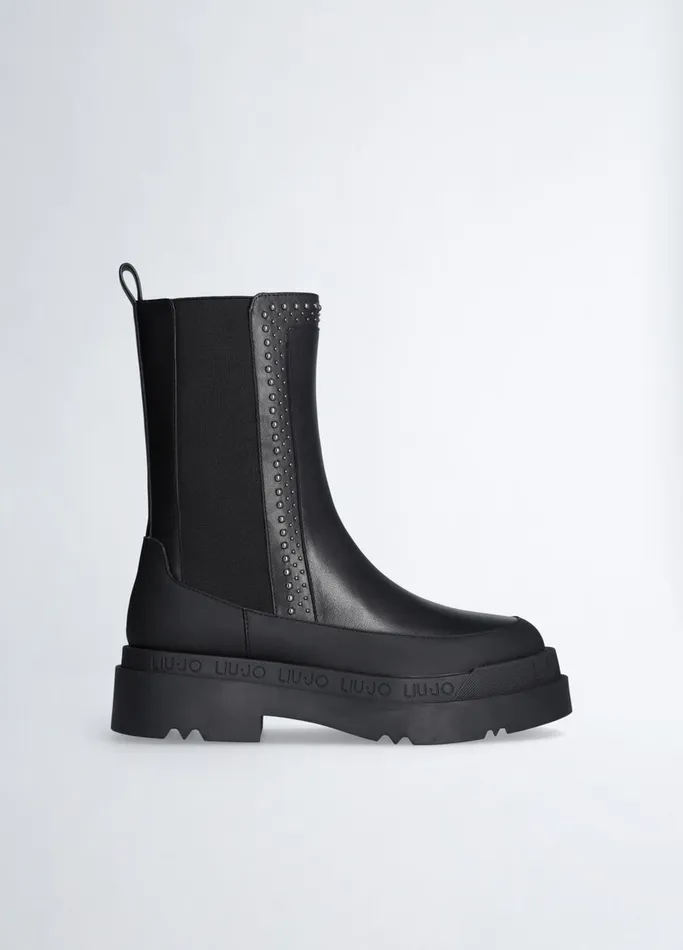 Women Liujo Boots and Ankle Boots Black Ankle Boots In Leather
