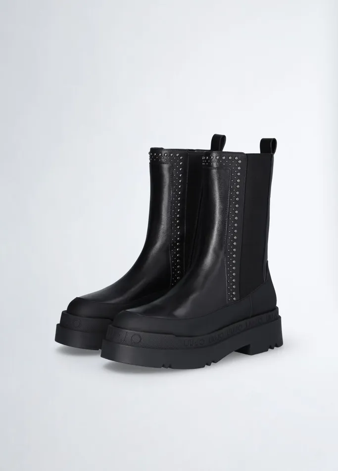 Women Liujo Boots and Ankle Boots Black Ankle Boots In Leather