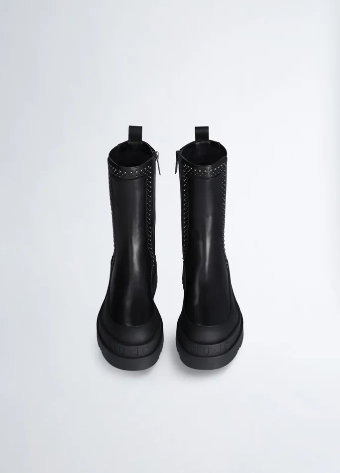 Women Liujo Boots and Ankle Boots Black Ankle Boots In Leather