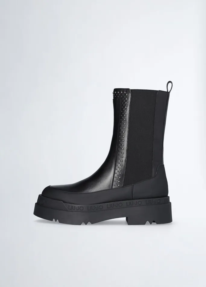 Women Liujo Boots and Ankle Boots Black Ankle Boots In Leather