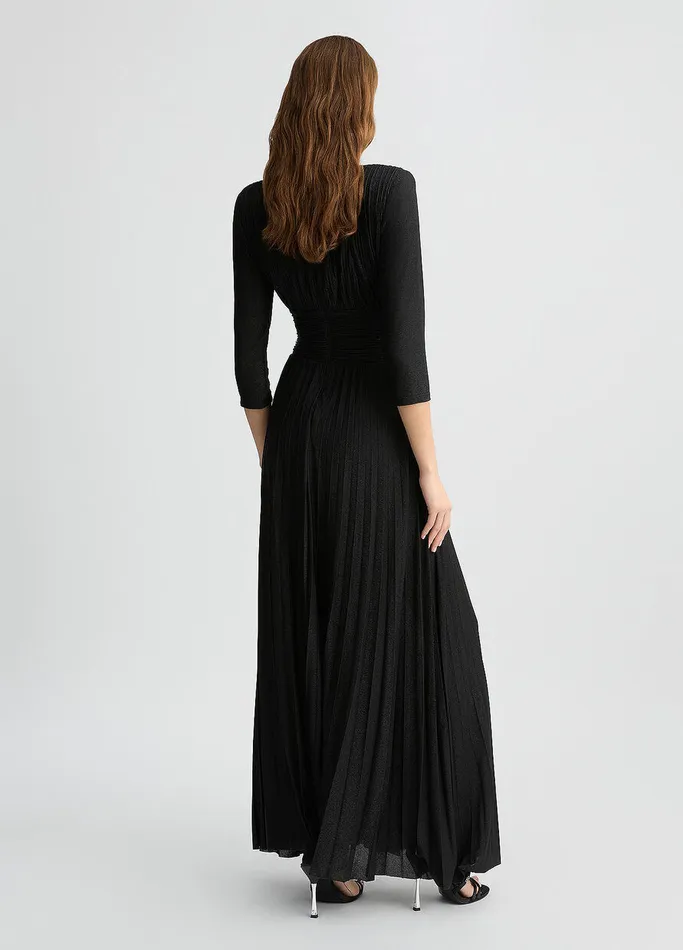 Women Liujo Dresses Long Black Pleated Dress