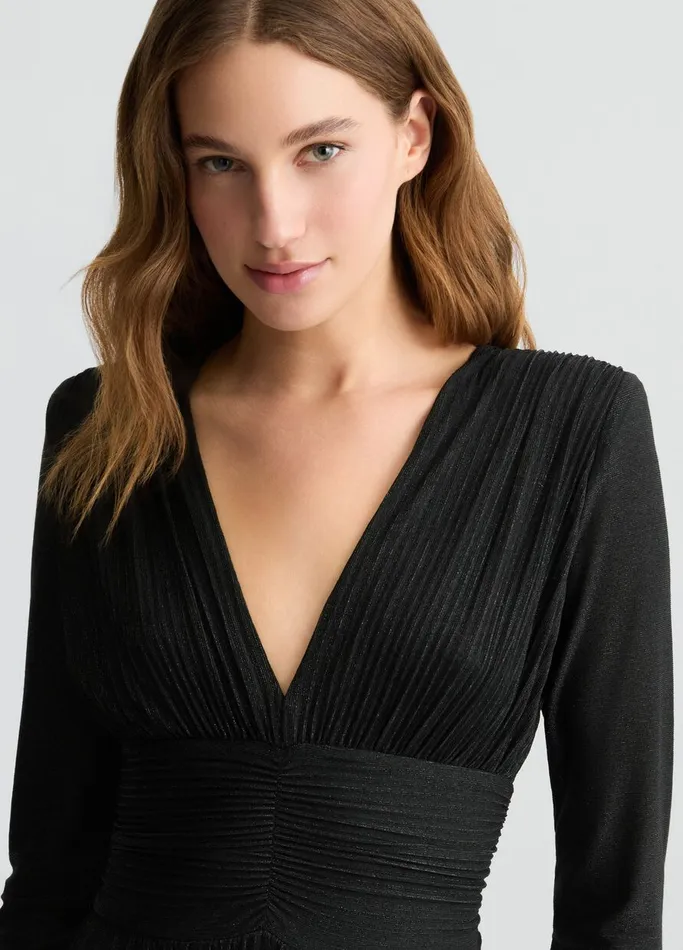 Women Liujo Dresses Long Black Pleated Dress