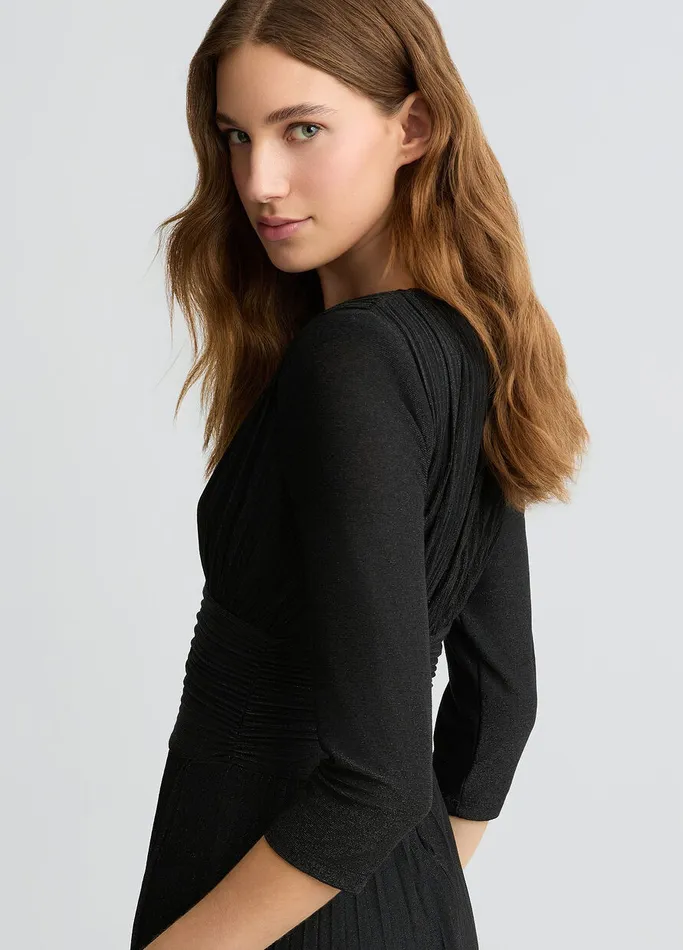 Women Liujo Dresses Long Black Pleated Dress
