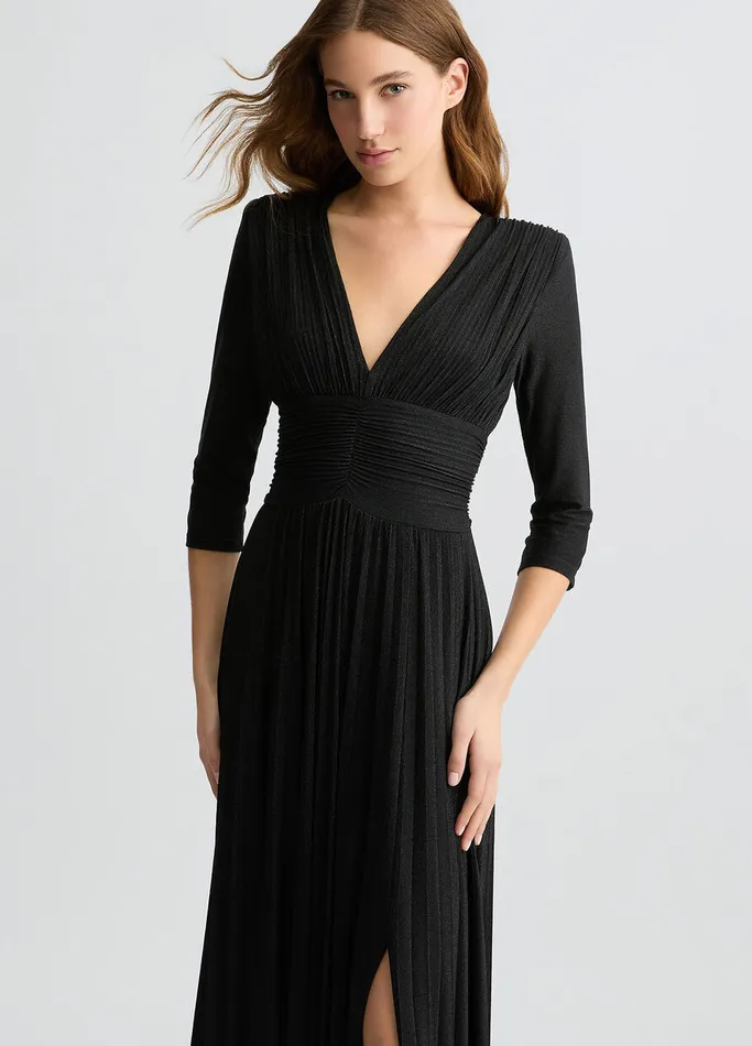 Women Liujo Dresses Long Black Pleated Dress