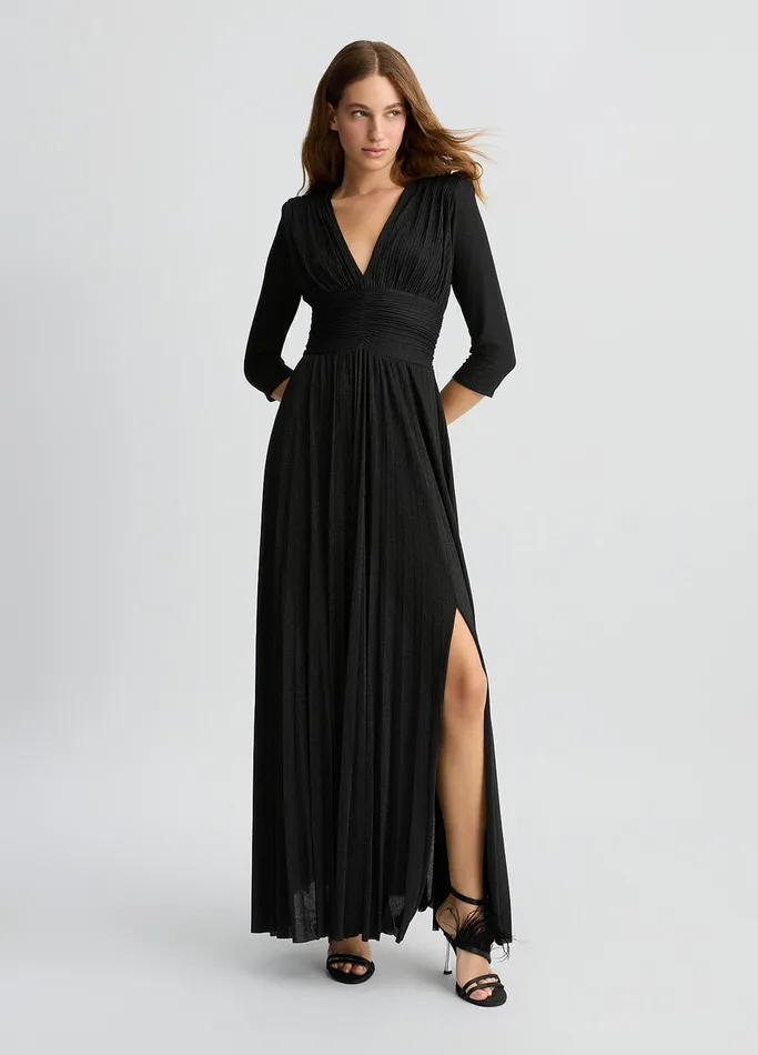 Women Liujo Dresses Long Black Pleated Dress