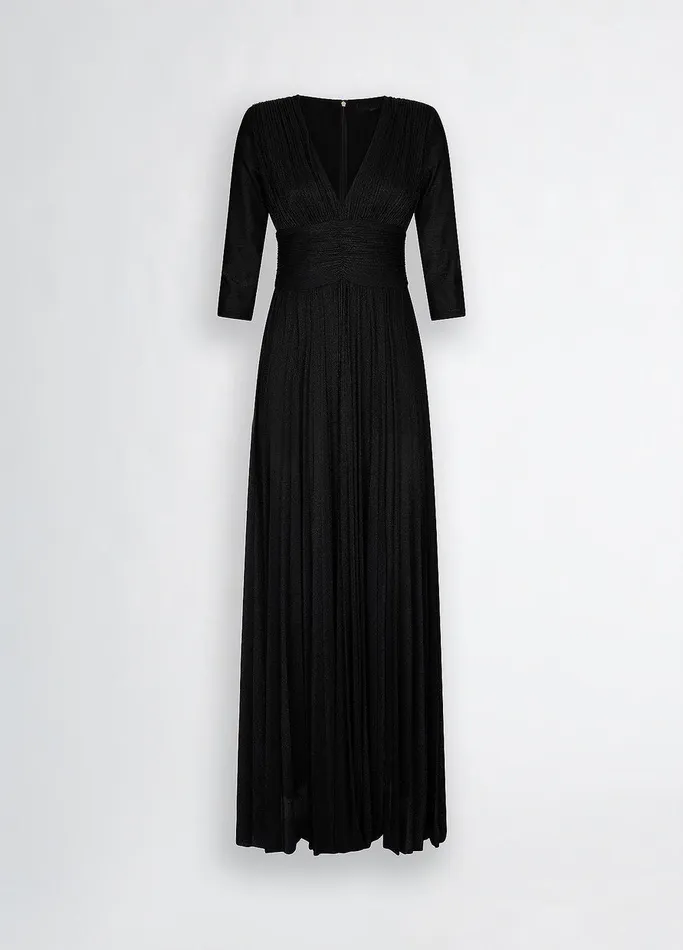 Women Liujo Dresses Long Black Pleated Dress