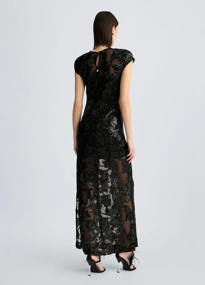 Women Liujo Dresses Long Embellished Tulle Dress Black