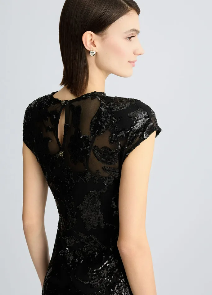 Women Liujo Dresses Long Embellished Tulle Dress Black