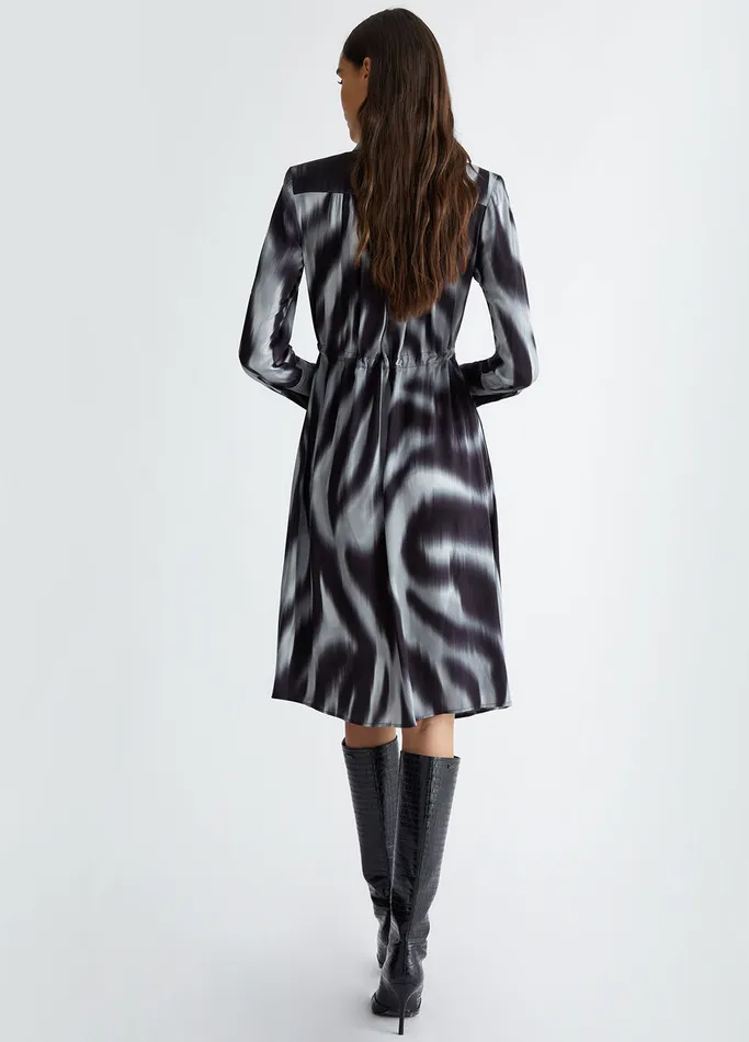 Women Liujo Dresses Printed Satin Shirt Dress Black