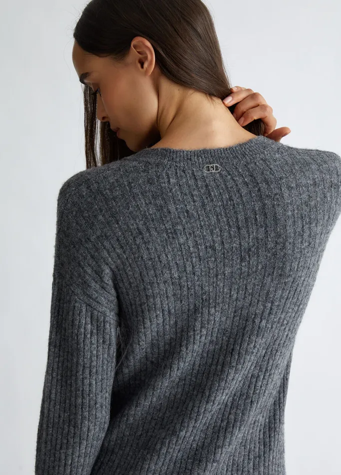 Women Liujo Dresses RibKnit Dress Dark Grey