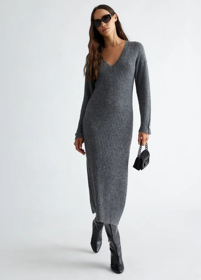 Women Liujo Dresses RibKnit Dress Dark Grey