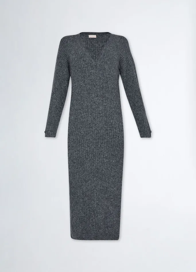 Women Liujo Dresses RibKnit Dress Dark Grey