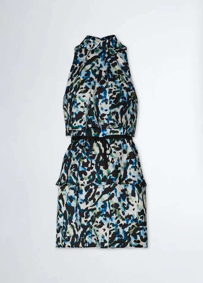Women Liujo Dresses Short AnimalPrint Dress With Ruffles Animal Print